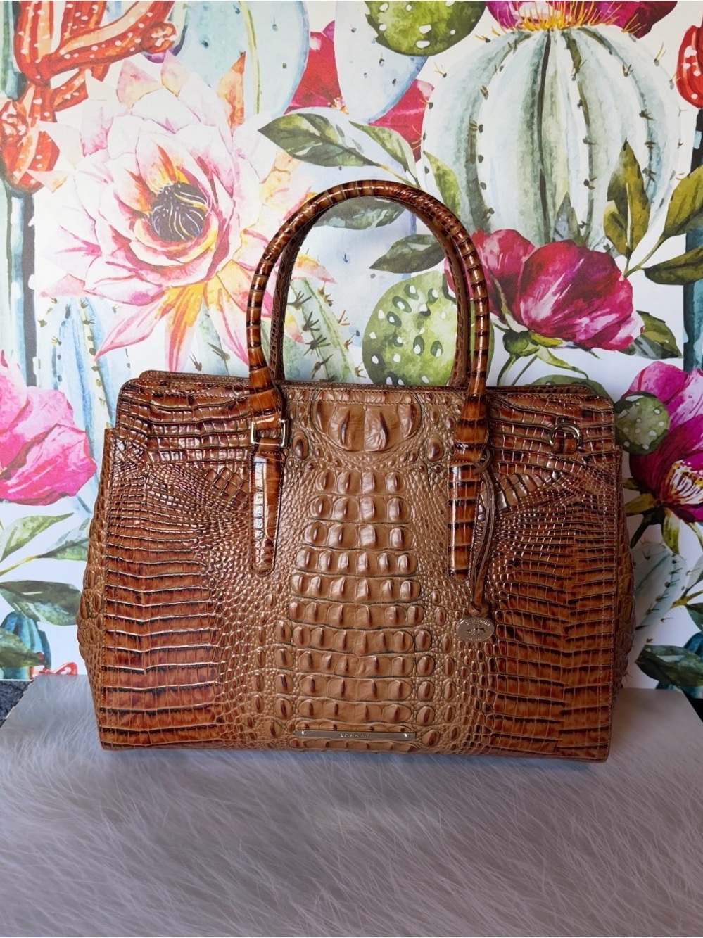 Brahmin Finley CARRYALL Toasted Almond NWT BROWN LARGE BEAUTIFUL TOTE